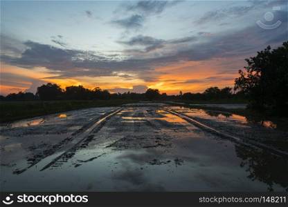 wetland sunset, Asia