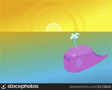 Whale swimming in the sea