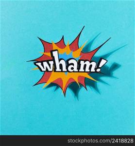 wham word comic book effect blue background