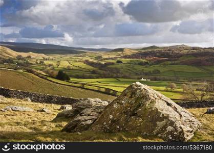 Wharfe Dale viewed from Norber Erratics in Yorkshire Dales