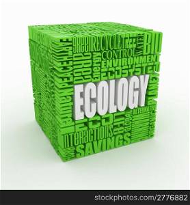 What is a Ecology. The concept of the words on white isolated background. 3d