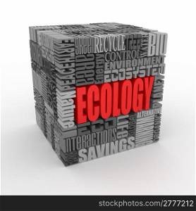 What is a Ecology. The concept of the words on white isolated background. 3d