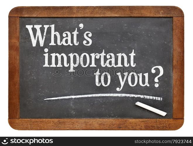 What is important to you? A question on a vintage slate blackboard