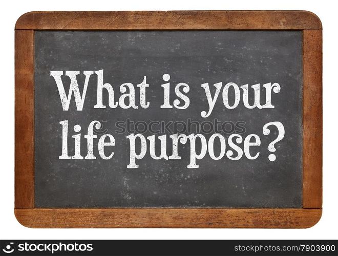 What is your life purpose ? A question on a vintage slate blackboard.