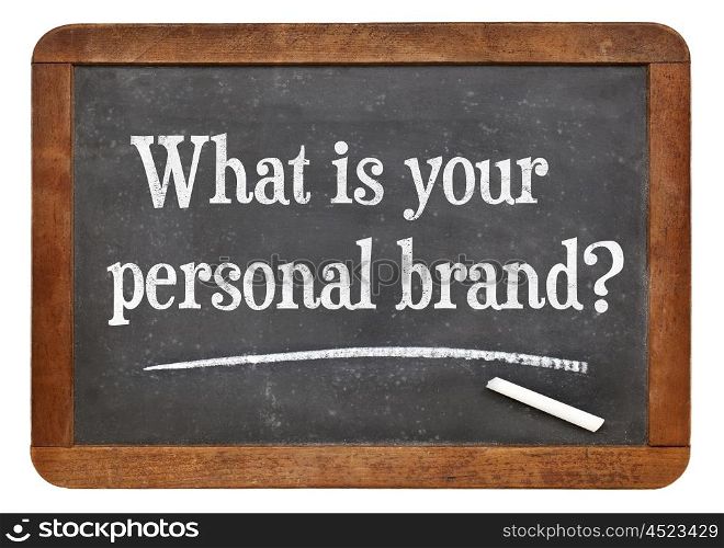 What is your personal brand question on a vintage slate blackboard