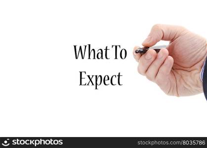 What to expect text concept isolated over white background