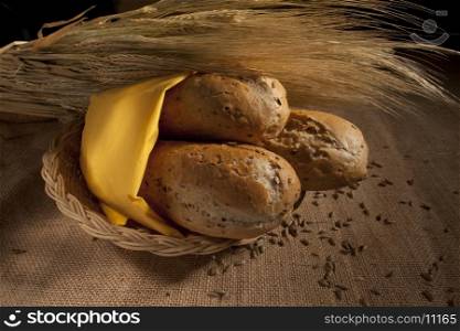 Wheat Bread and Wheat on basket