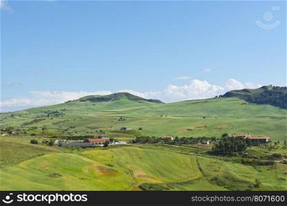 Wheat Fields on the Hills in Sicily
