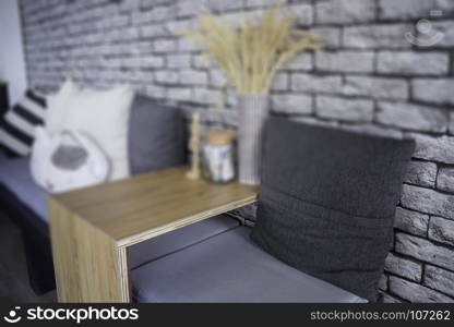 Wheatear rye decorated on wooden table, stock photo