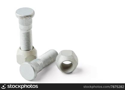 Wheel bolts and nut isolated on a white background