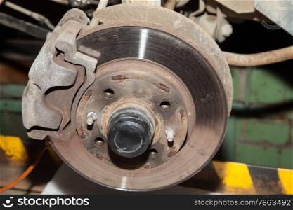 Wheel hub motor car in a repair situation