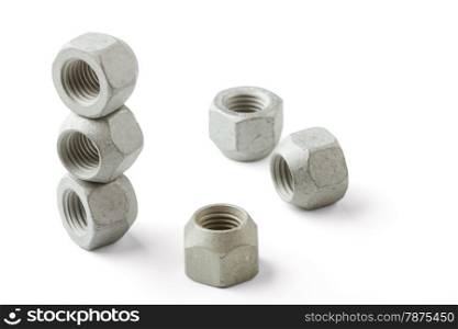 Wheel nuts isolated on a white background