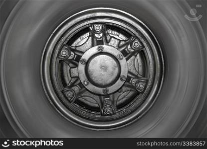 Wheel of a lorry. Metal of a rim - a heavy-duty alloy