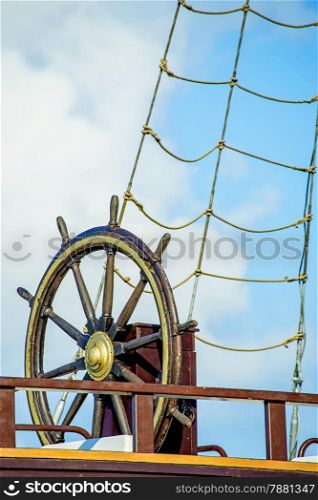 wheel of an old sailing ship