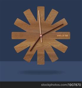 Wheel of Time. Decorative striped wall clock. Illustration with an isolated monochromatic background