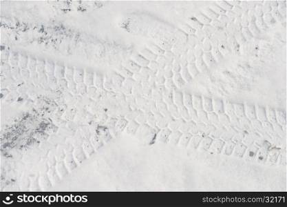 wheel print in the fresh snow