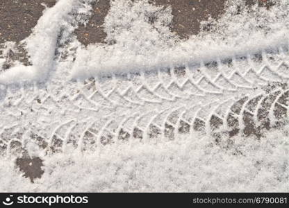 wheel print in the fresh snow