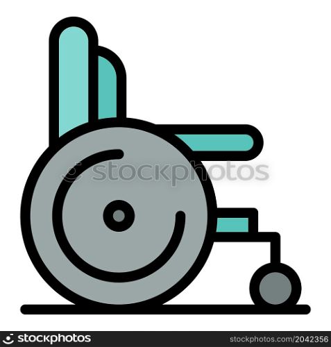 Wheelchair for cancer icon. Outline wheelchair for cancer vector icon color flat isolated. Wheelchair for cancer icon color outline vector