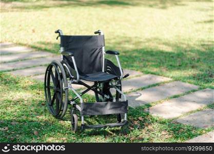wheelchair in the park  with copy space