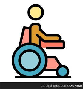 Wheelchair medical electric icon. Outline wheelchair medical electric vector icon color flat isolated. Wheelchair medical electric icon color outline vector