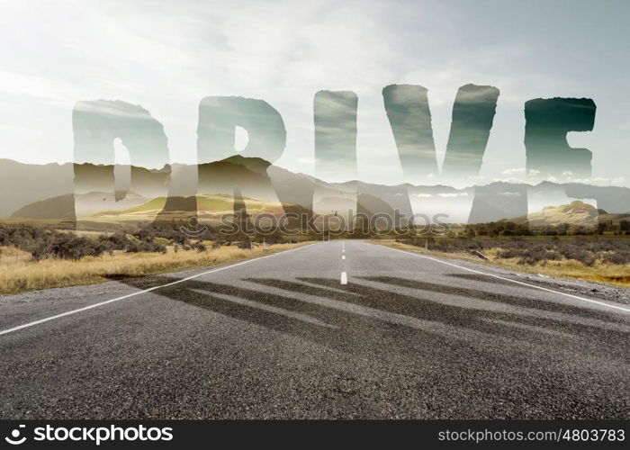 When you feel need for speed. Conceptual image with word on asphalt road