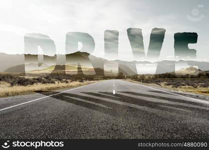 When you feel need for speed. Conceptual image with word on asphalt road