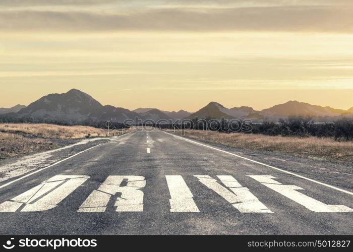 When you feel need for speed. Conceptual image with word on asphalt road