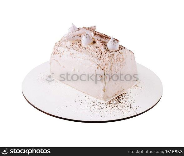 Whipped Cream Cake on white plate