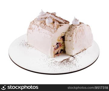 Whipped Cream Cake on white plate