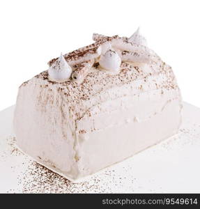 Whipped Cream Cake on white plate