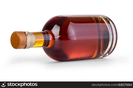 whiskey bottle on white background with clipping path