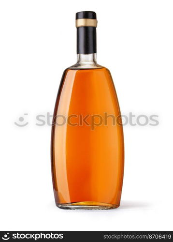 Whiskey glass bottle isolated on white background with clipping path