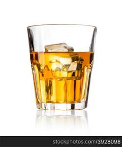 Whiskey glass. Isolated on white with reflection. With clipping path