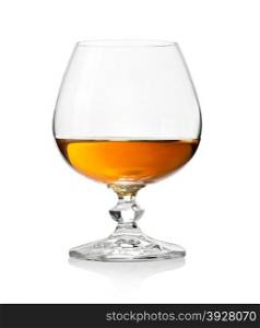 Whiskey in glass on white background