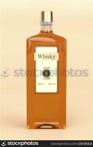 Whisky bottle on brown background