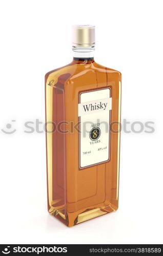 Whisky bottle on white background