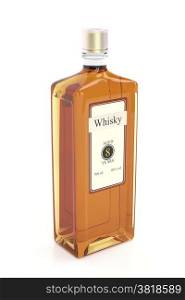 Whisky bottle on white background