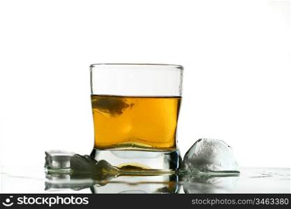whisky splash alcohol drops isolated on white