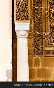 white abstract old column in the country of morocco and marble brick