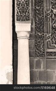 white abstract old column in the country of morocco and marble brick
