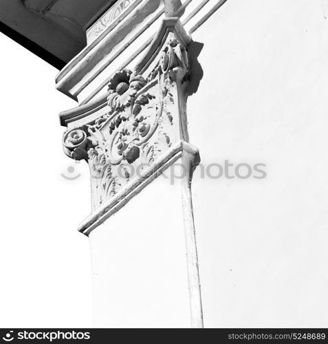 white abstract old column in the country of morocco and marble brick