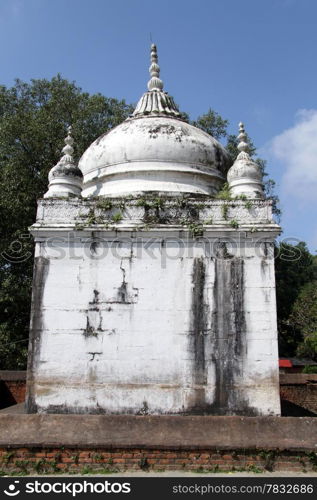 White ancient Hindu temple in Gorkha in Nepal