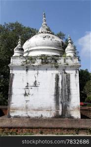 White ancient Hindu temple in Gorkha in Nepal