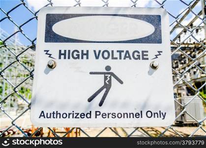 white and black danger warns trespassers away from this substation.