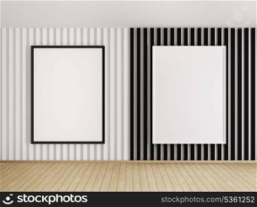 White and black frames over the black and white wall