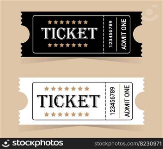 White and black tickets on a colored background. Vector illustration.