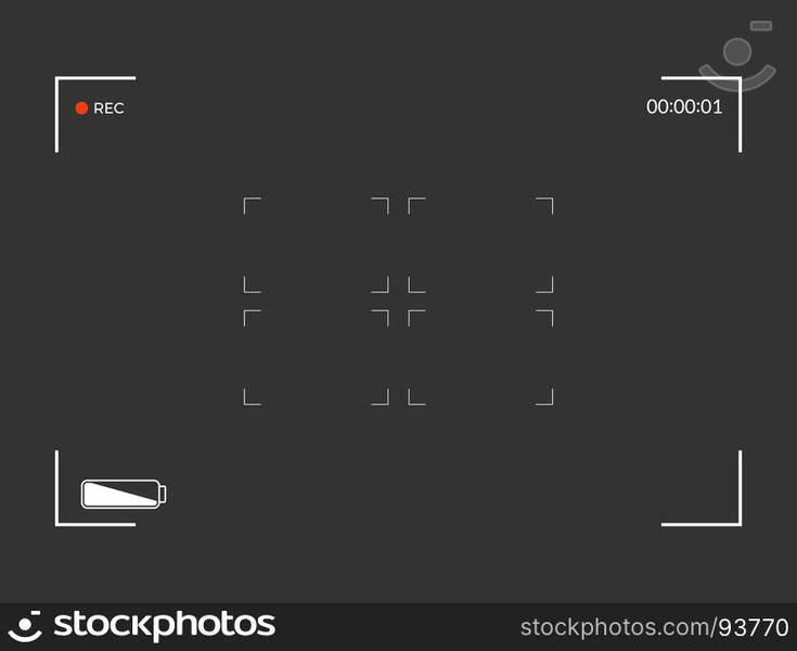 White and black viewfinder camera recording. Modern camera focusing