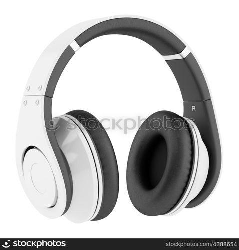 white and black wireless headphones isolated on white background