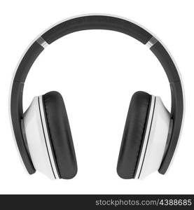 white and black wireless headphones isolated on white background