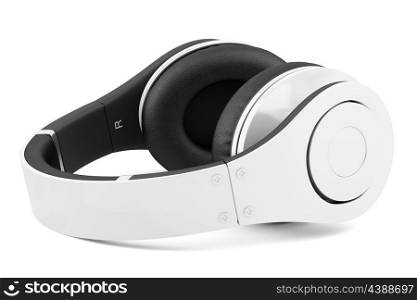 white and black wireless headphones isolated on white background